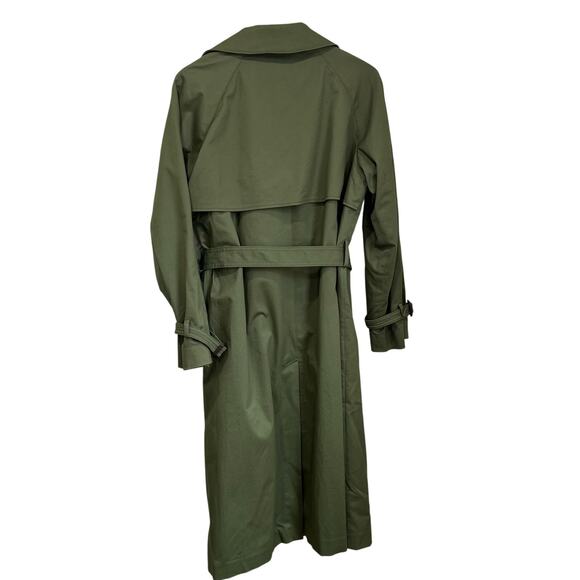 Ann Taylor Olive Belted Trench Coat SZ S Classic Double Breasted Cotton Blend - Picture 3 of 11